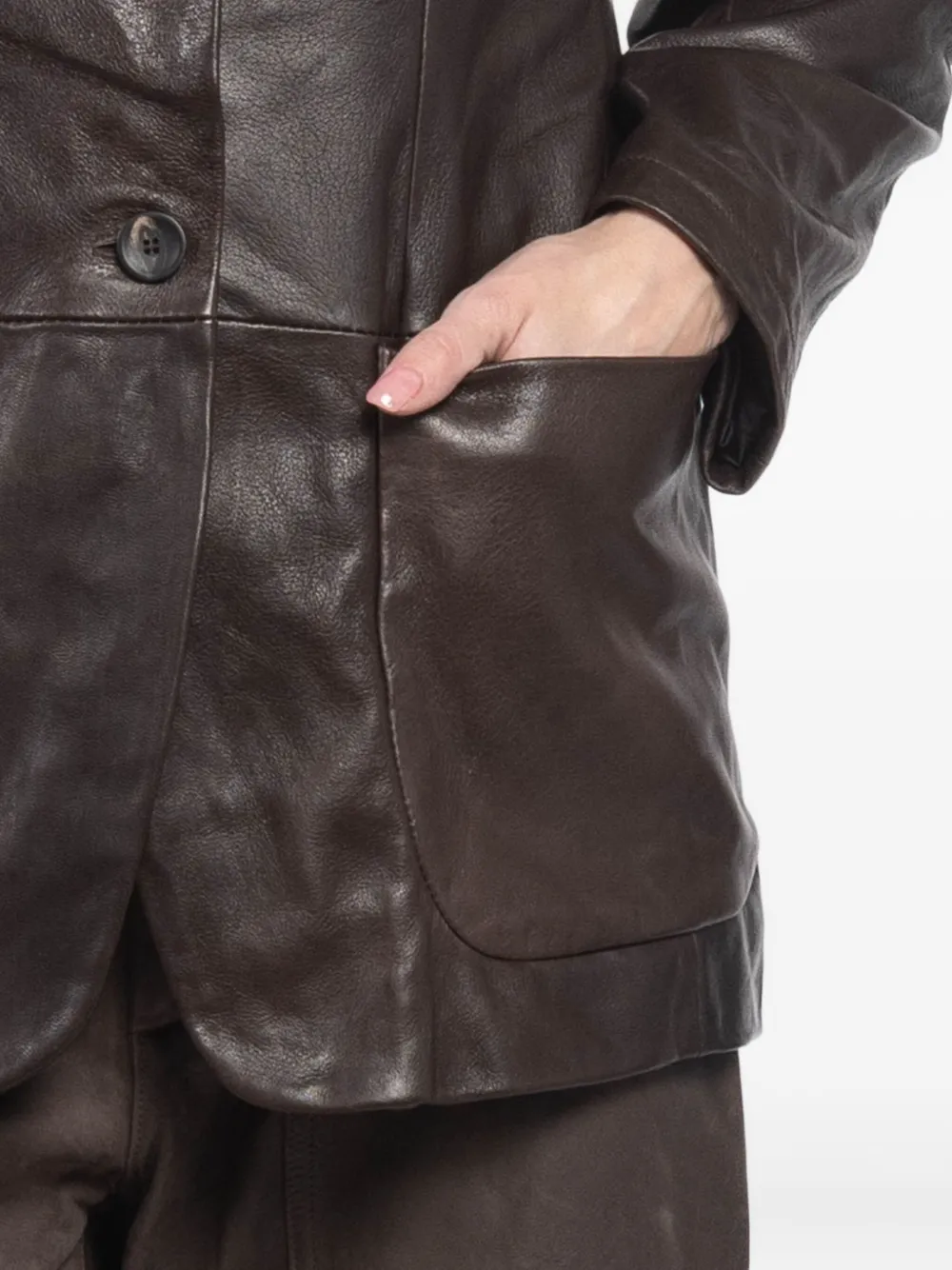 Giorgio Brato X Jade Button Leather Jacket In Brown