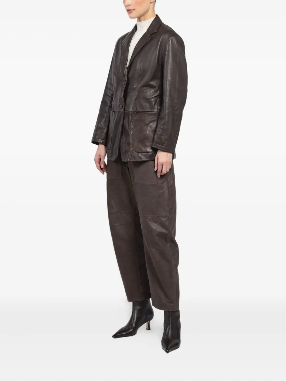 Giorgio Brato X Jade Button Leather Jacket In Brown