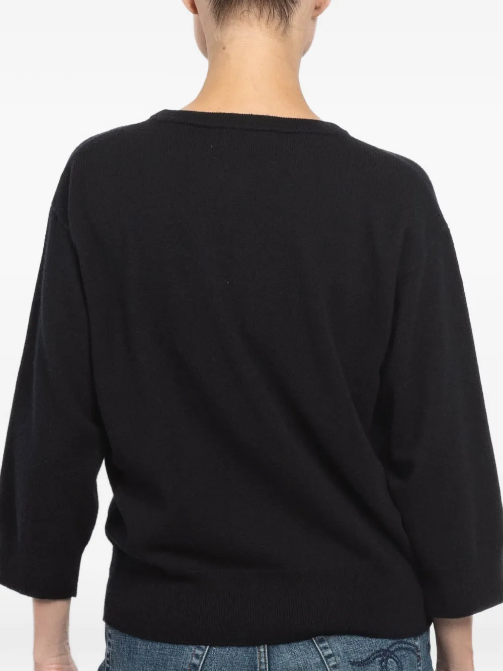 extreme cashmere N°398 Jewel trui met ronde hals en korte mouwen Zwart