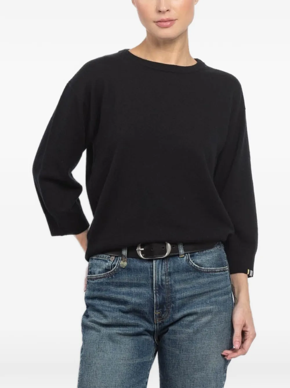 extreme cashmere N°398 Jewel short-sleeve crew-neck sweater - Black