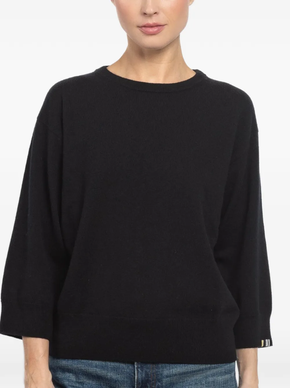 extreme cashmere N°398 Jewel trui met ronde hals en korte mouwen Zwart
