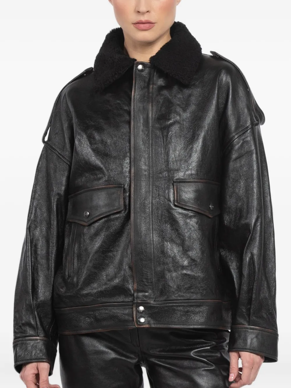 Giorgio Brato X Jade faux-fur collar pocket jacket | Black | Image 1