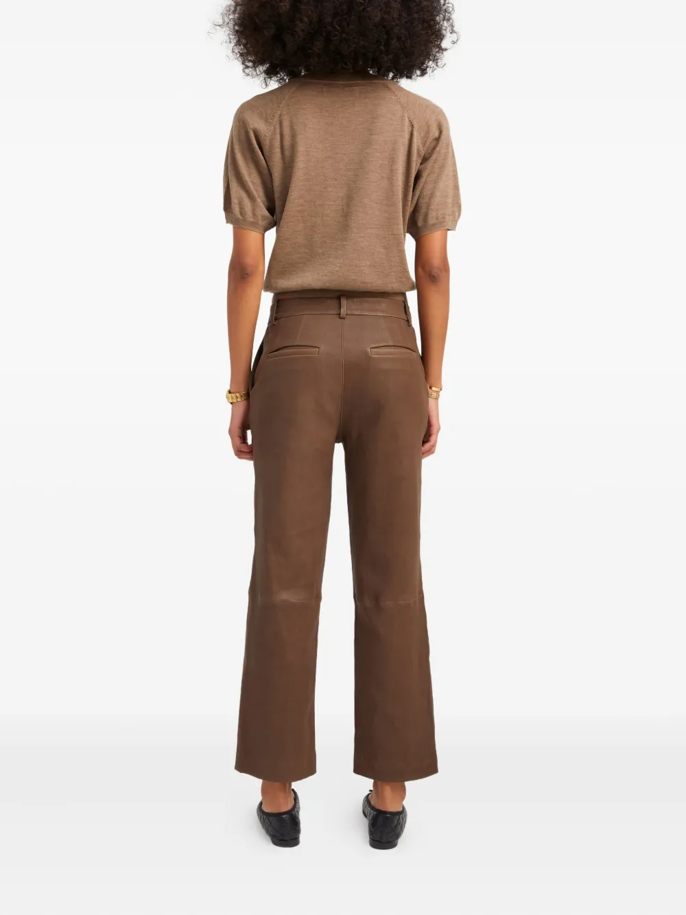 Panelled-Design Leather Trousers