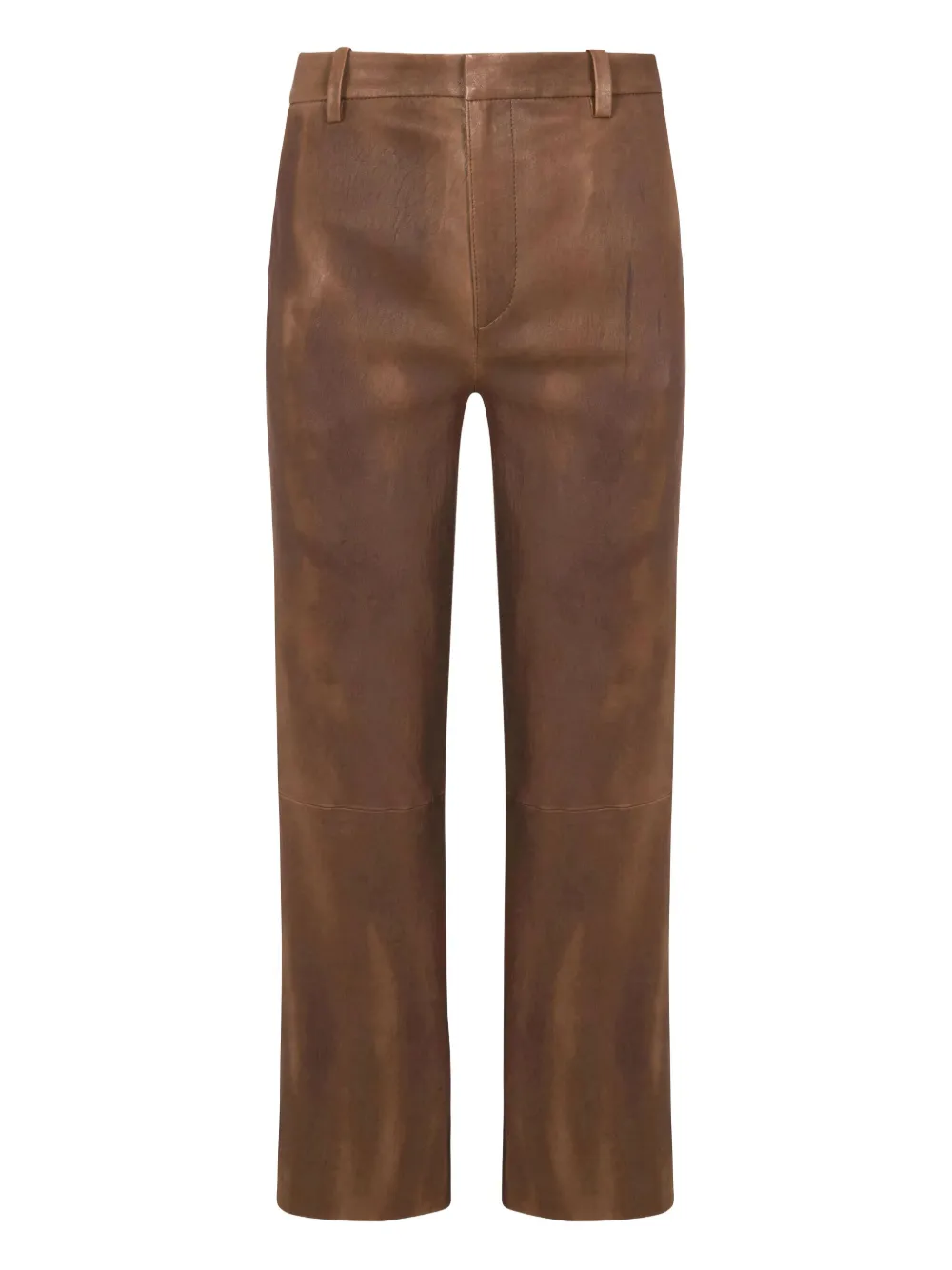 Sprwmn panelled-design leather trousers - Marrone
