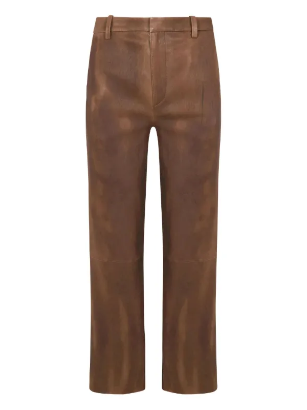Sprwmn Panelled-design Leather Trousers in Brown