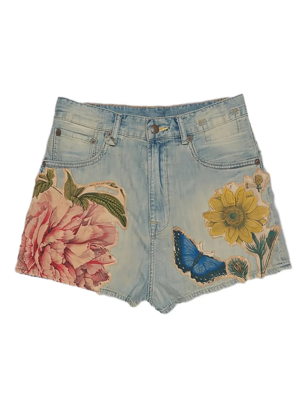 R13 Shorts Venti con applicazione a fiori - Blu