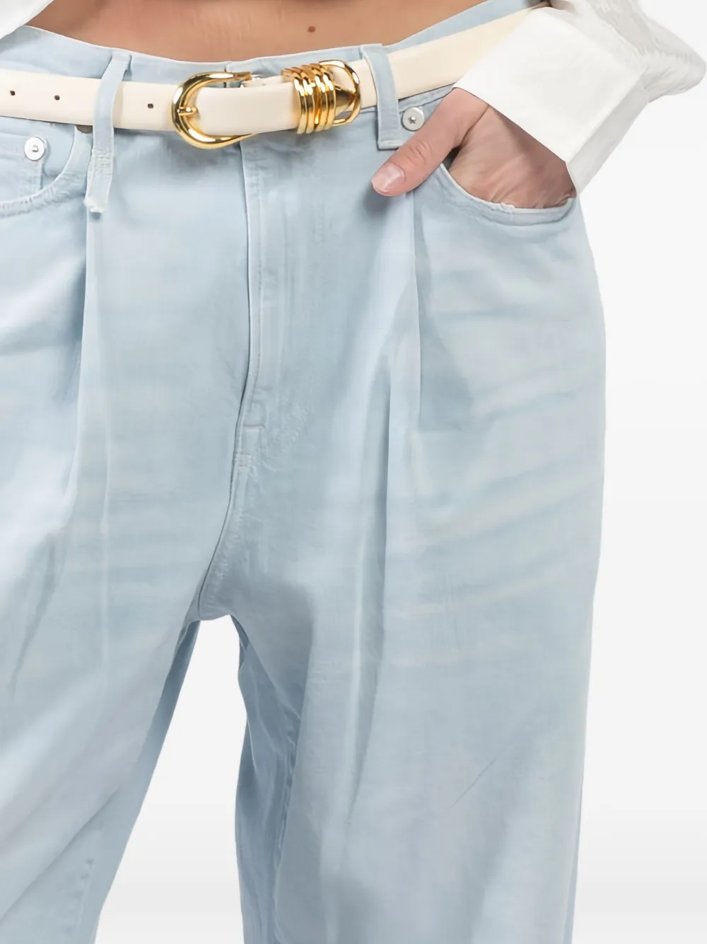 R13 Jeans met geplooide voorkant Blauw