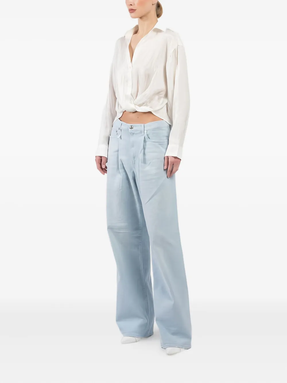 R13 Jeans met geplooide voorkant Blauw