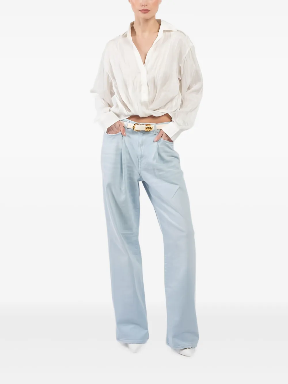 R13 Jeans met geplooide voorkant - Blauw