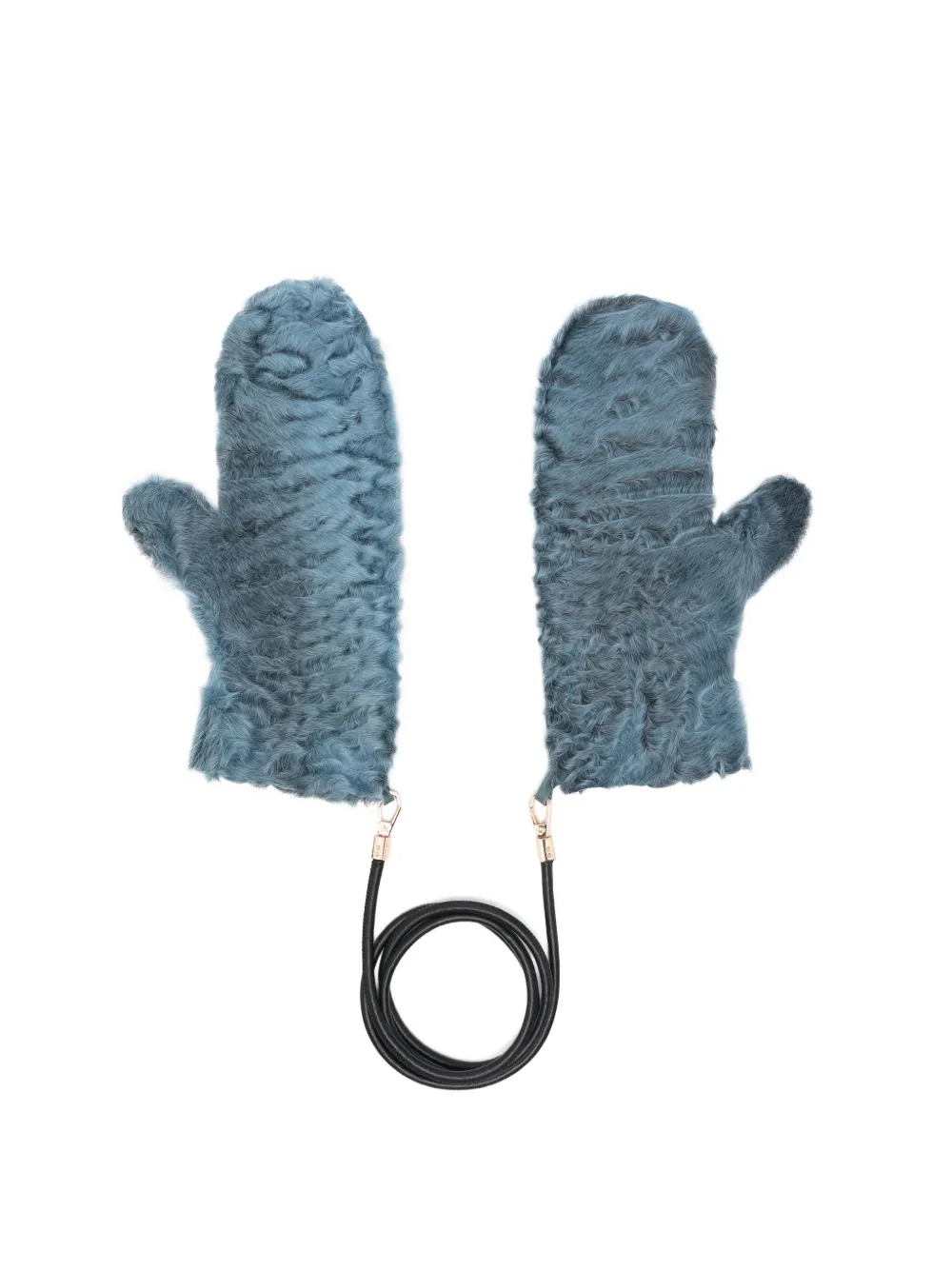 Liska Faux-fur Mittens In Blue