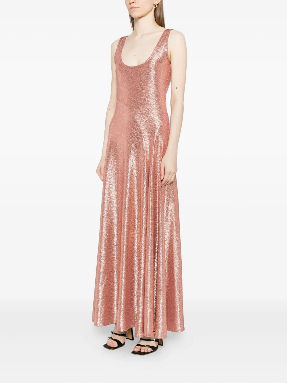 Luxe De Valentina Fluted Maxi Dress In Pink