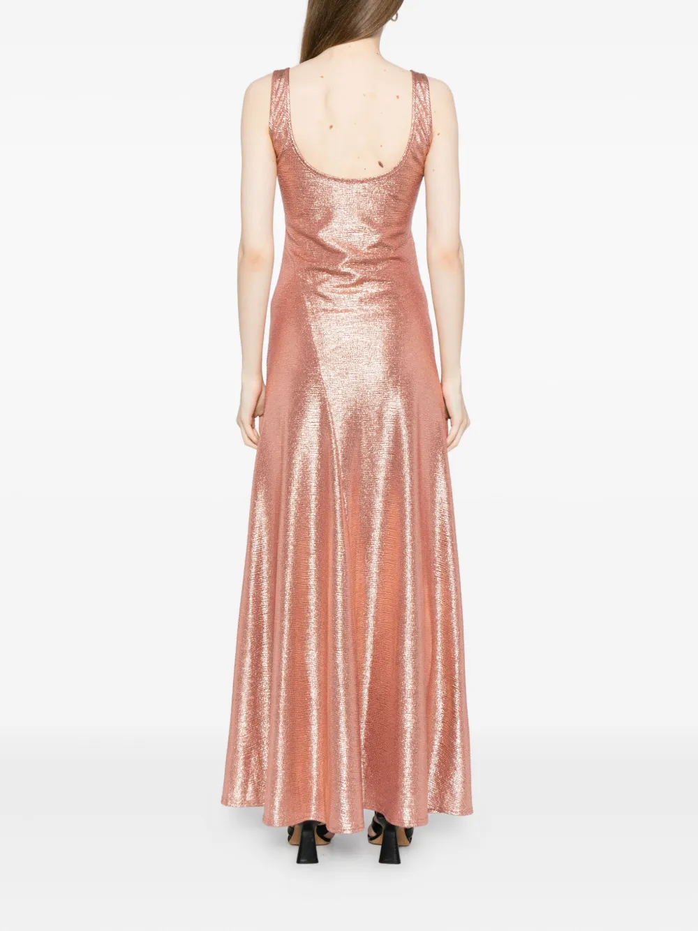 Luxe De Valentina Fluted Maxi Dress In Pink