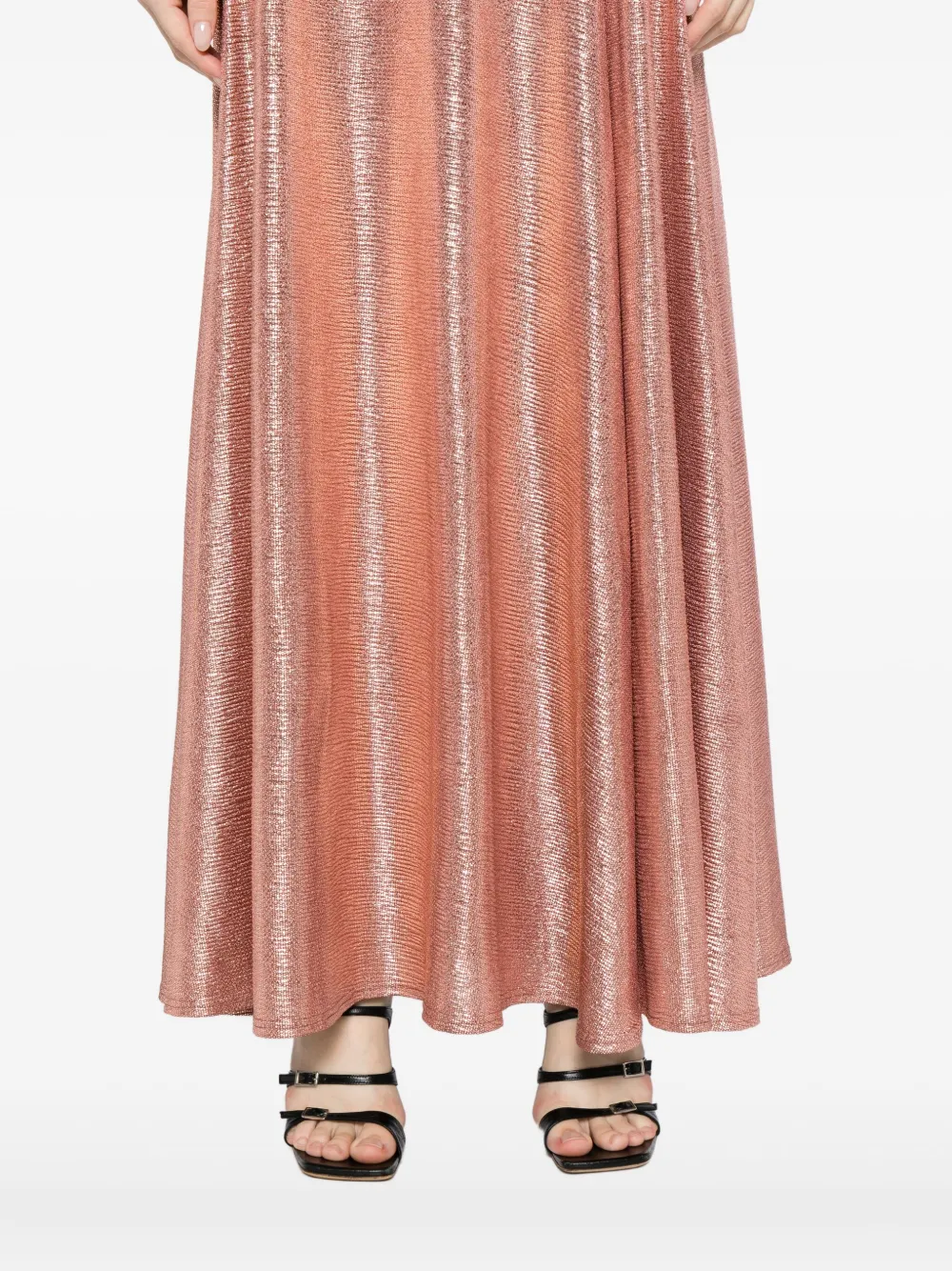 Luxe De Valentina Fluted Maxi Dress In Pink