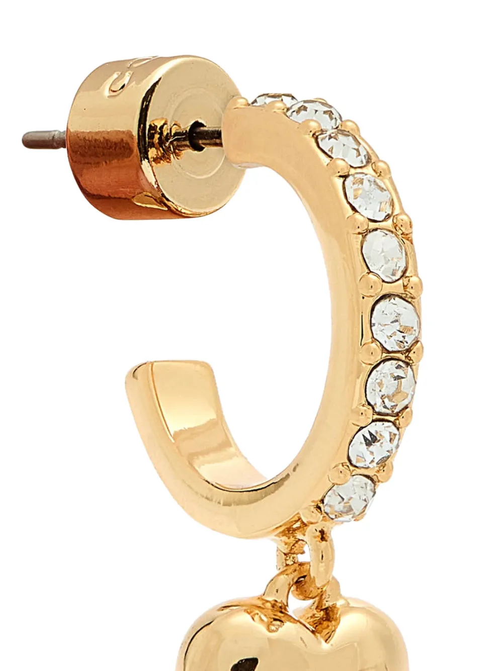  Coach Heart Crystal-embellished Hoop Earrings - Gold 