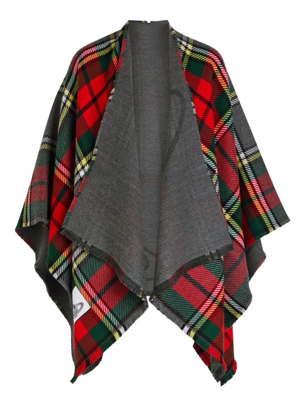 Vivienne Westwood Reversible Tartan Wool Poncho In Multi