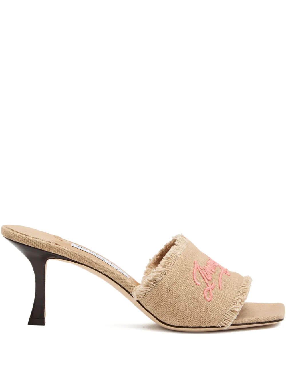 Jimmy Choo 70mm Alexia Embroidered-logo Sandals In Brown