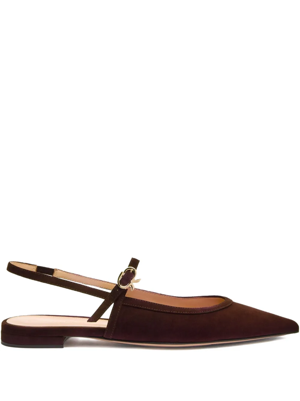 Gianvito Rossi Slingback-buckle Ballet Flats In Red