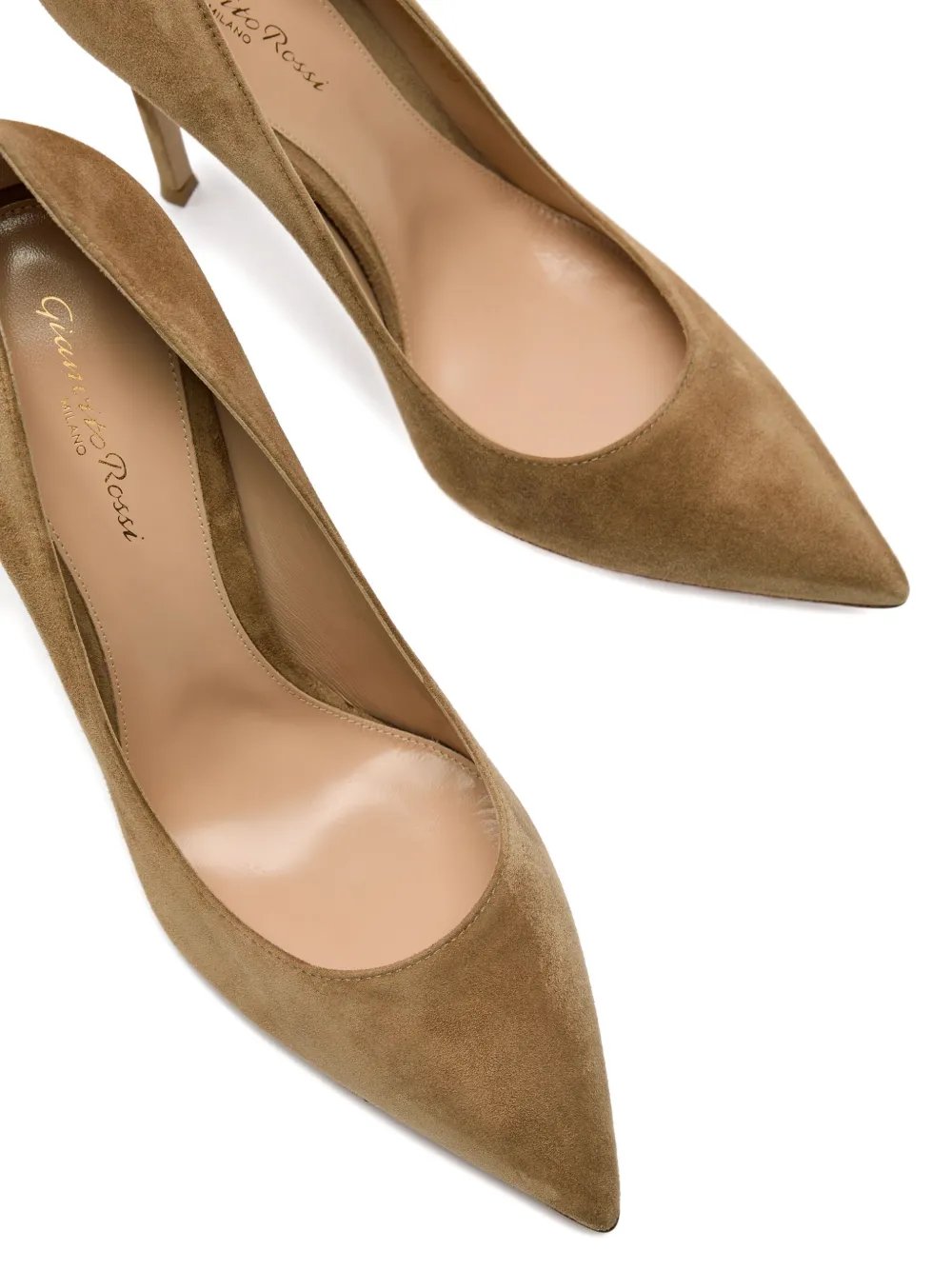 Gianvito Rossi 105mm suede pointed pump Bruin