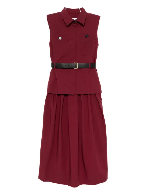 Self-Portrait twill belted dress