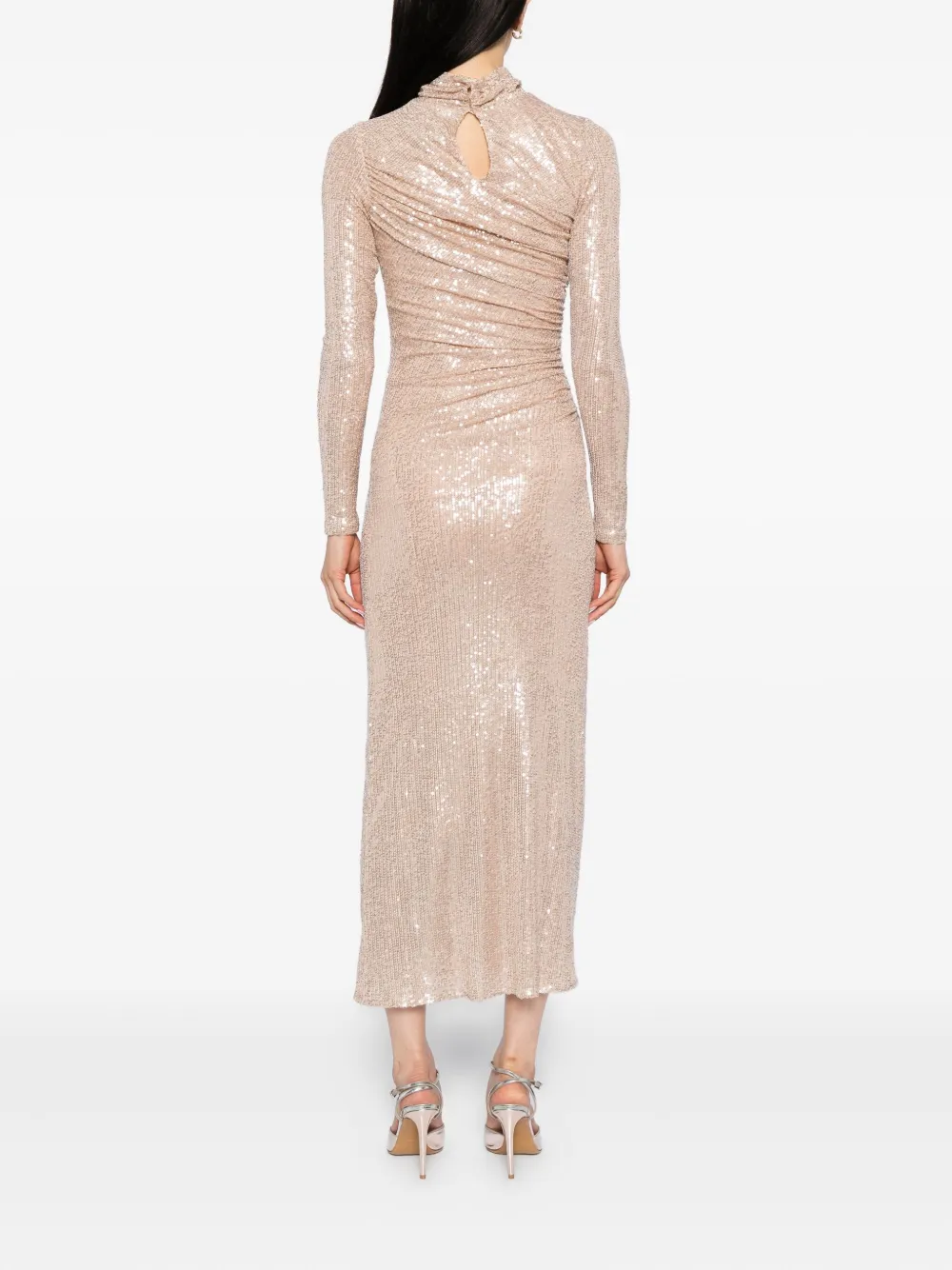 Needle & Thread Malia Turtleneck Ankle Gown In Neutral