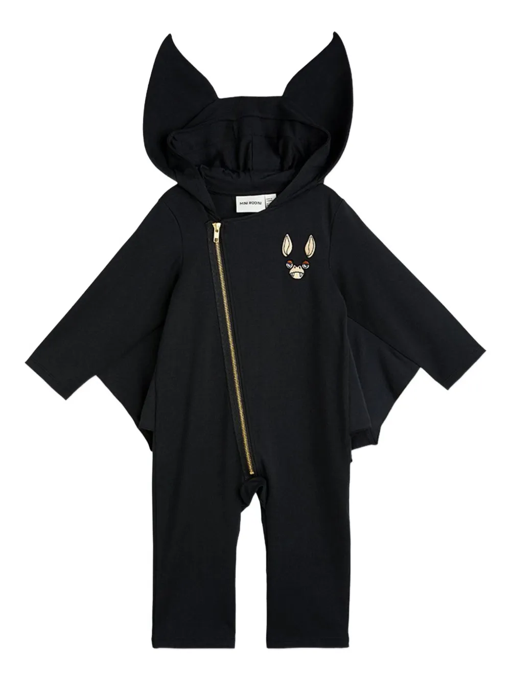 Mini Rodini embroidered bat wing jumpsuit | Black | Image 1