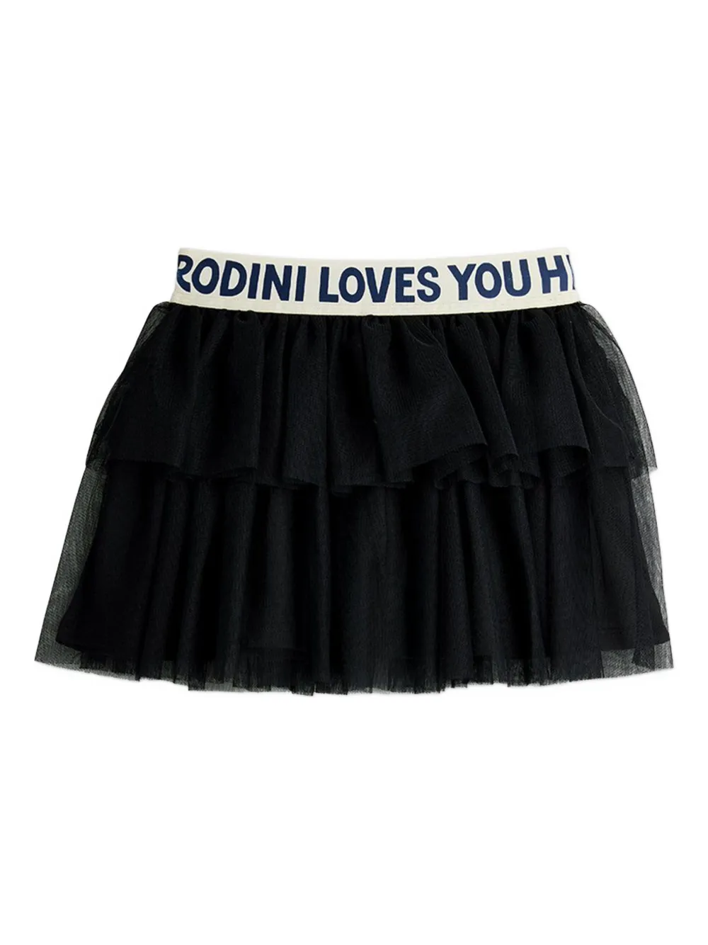 Mini Rodini Ruffled Logo Waistband Skirt In Black