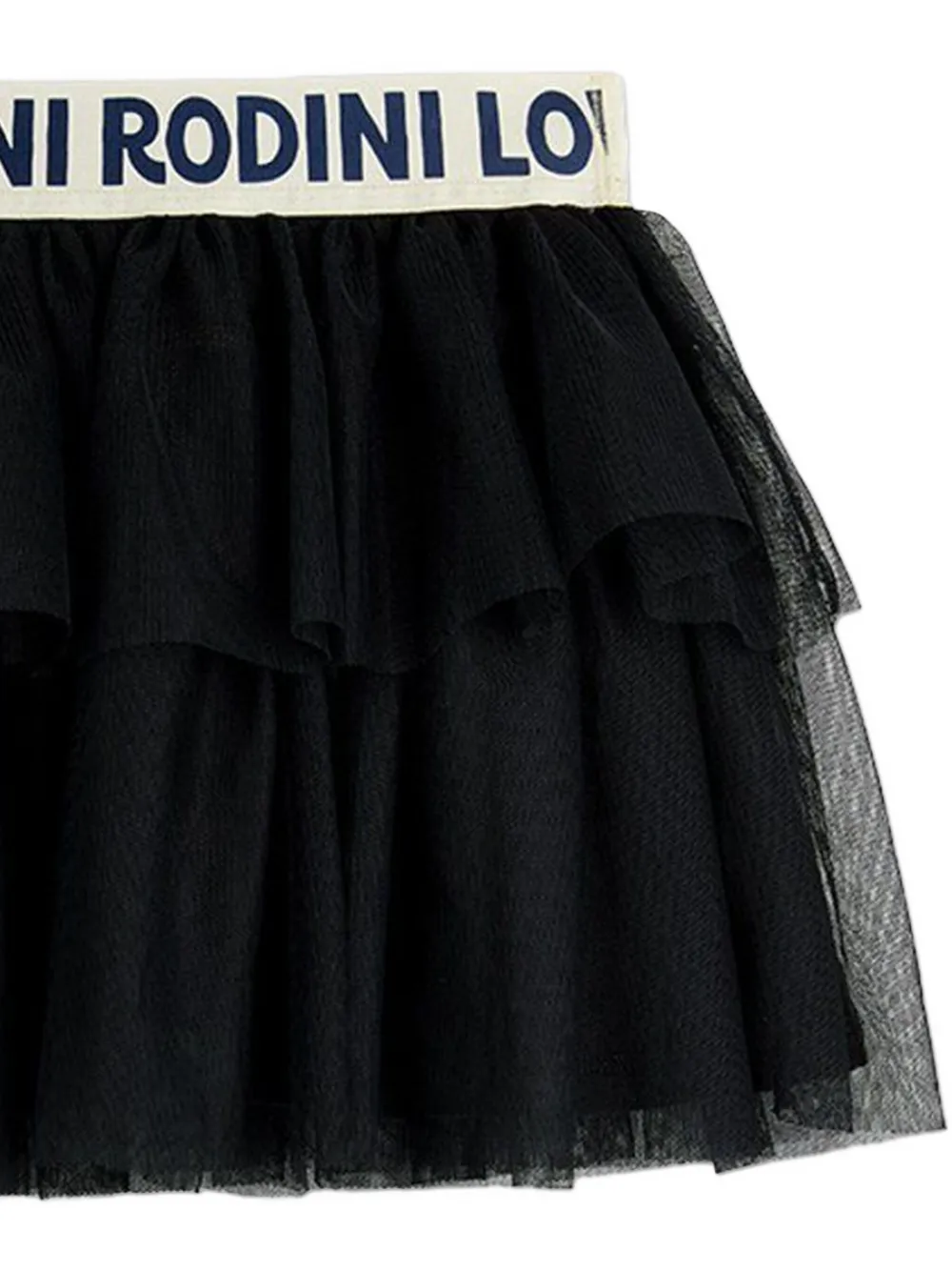 Mini Rodini Ruffled Logo Waistband Skirt In Black