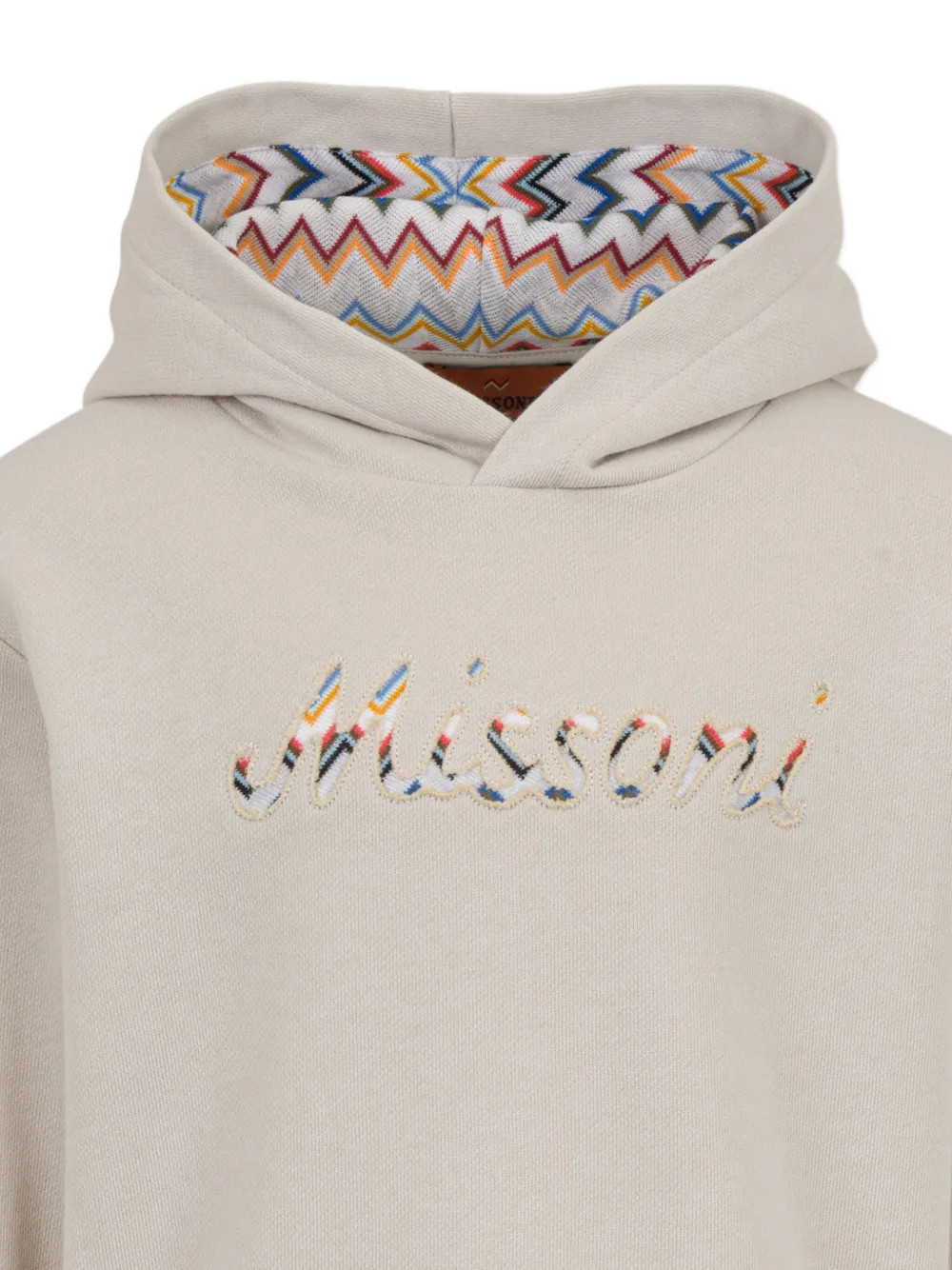 Missoni Boys Zigzag Logo Hoodie In Neutral