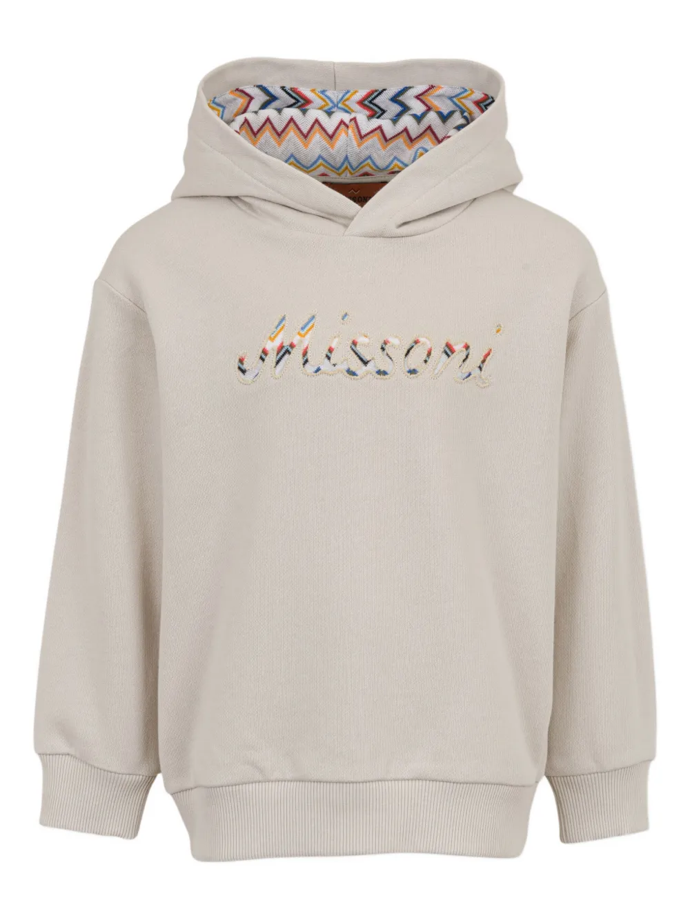 Missoni Boys Zigzag Logo Hoodie In Neutral