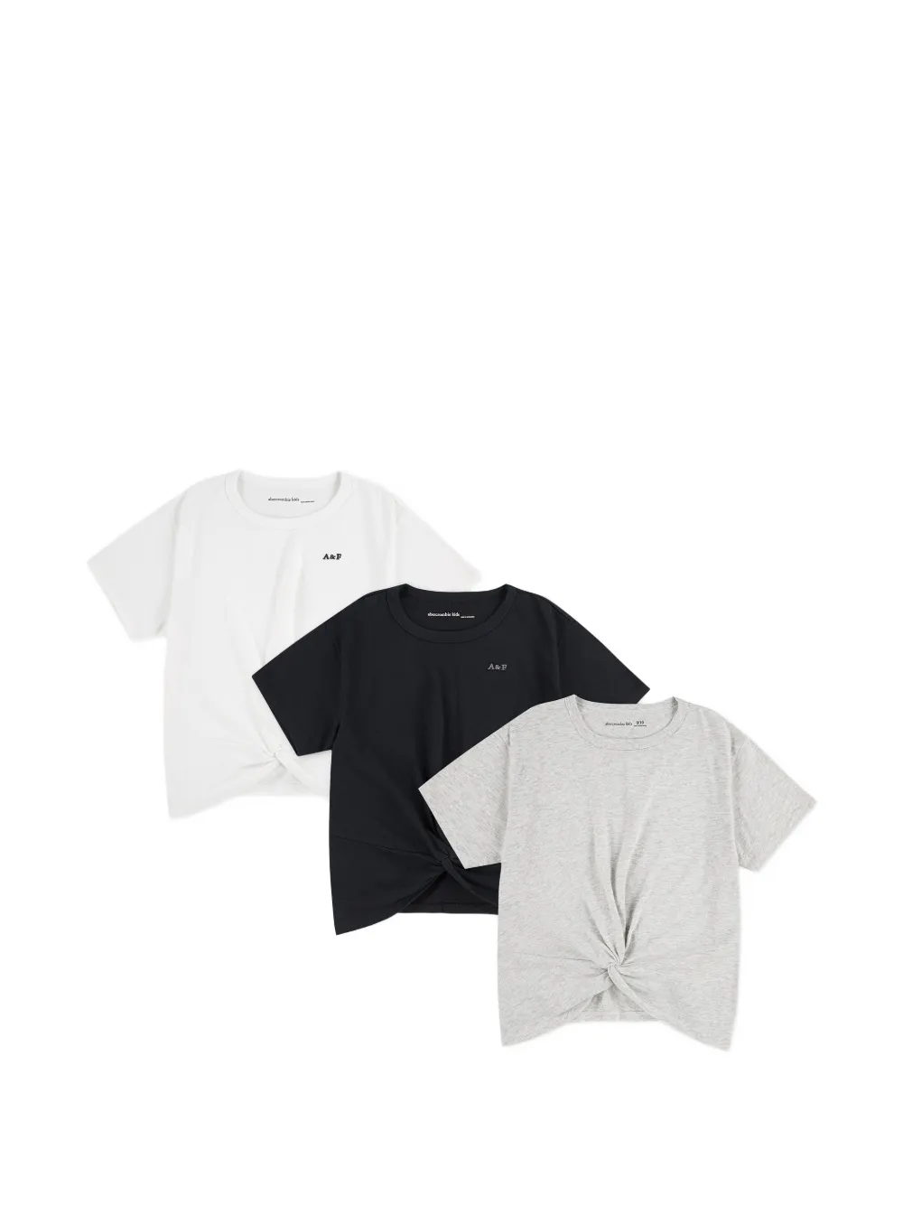 ABERCROMBIE FITCH KIDS knot-detail T-shirt pack (pack of three) - Grigio