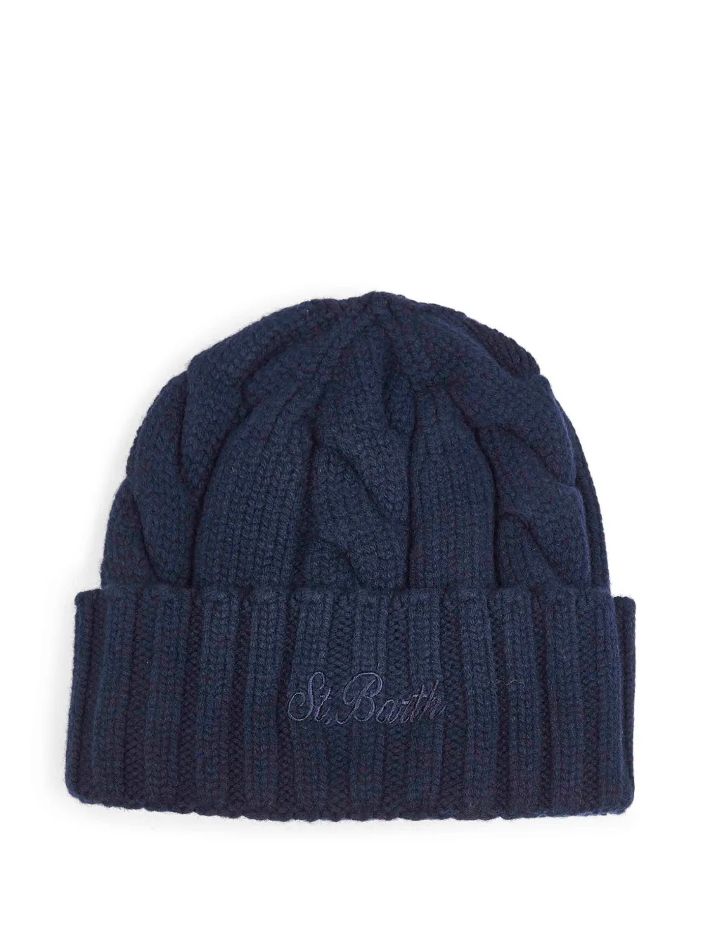 MC2 Saint Barth bonnet en maille torsadée à broderies | bleu | Image 1