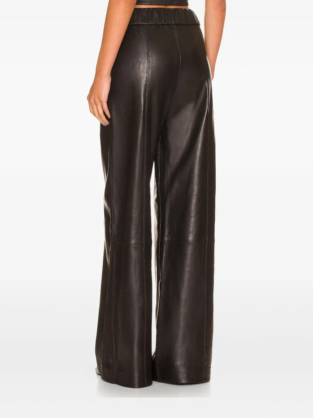 Sprwmn Elasticated-waistband Leather Trousers In Black