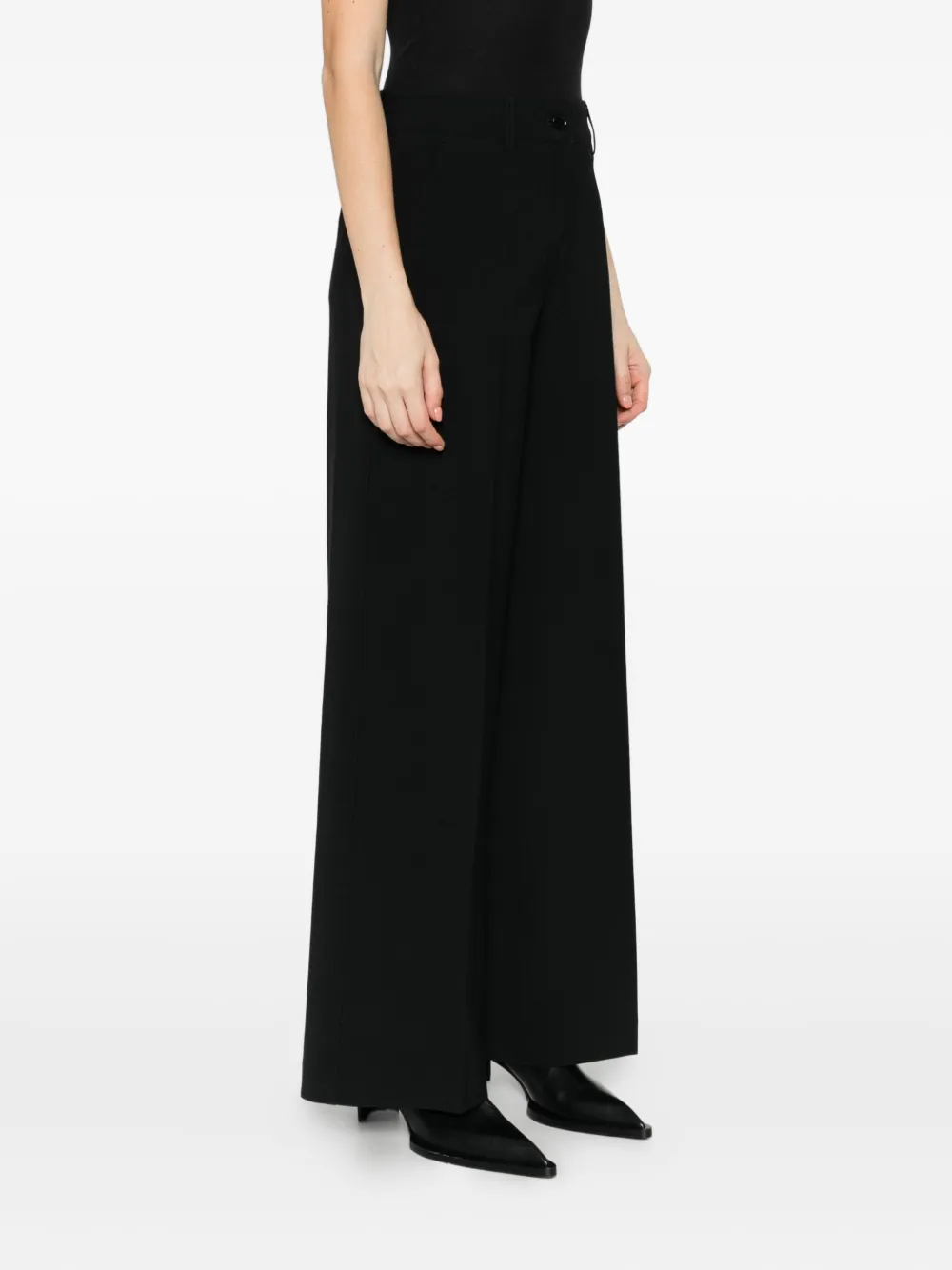 Aspesi High-waisted Palazzo Trousers In Black