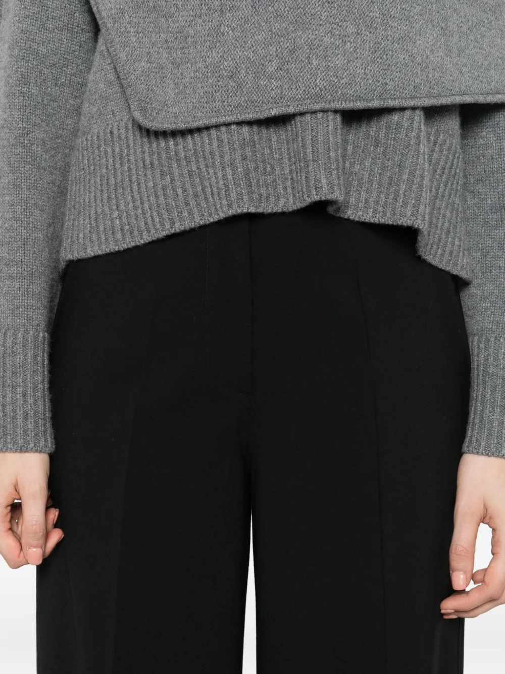 Aspesi High-waisted Palazzo Trousers In Black