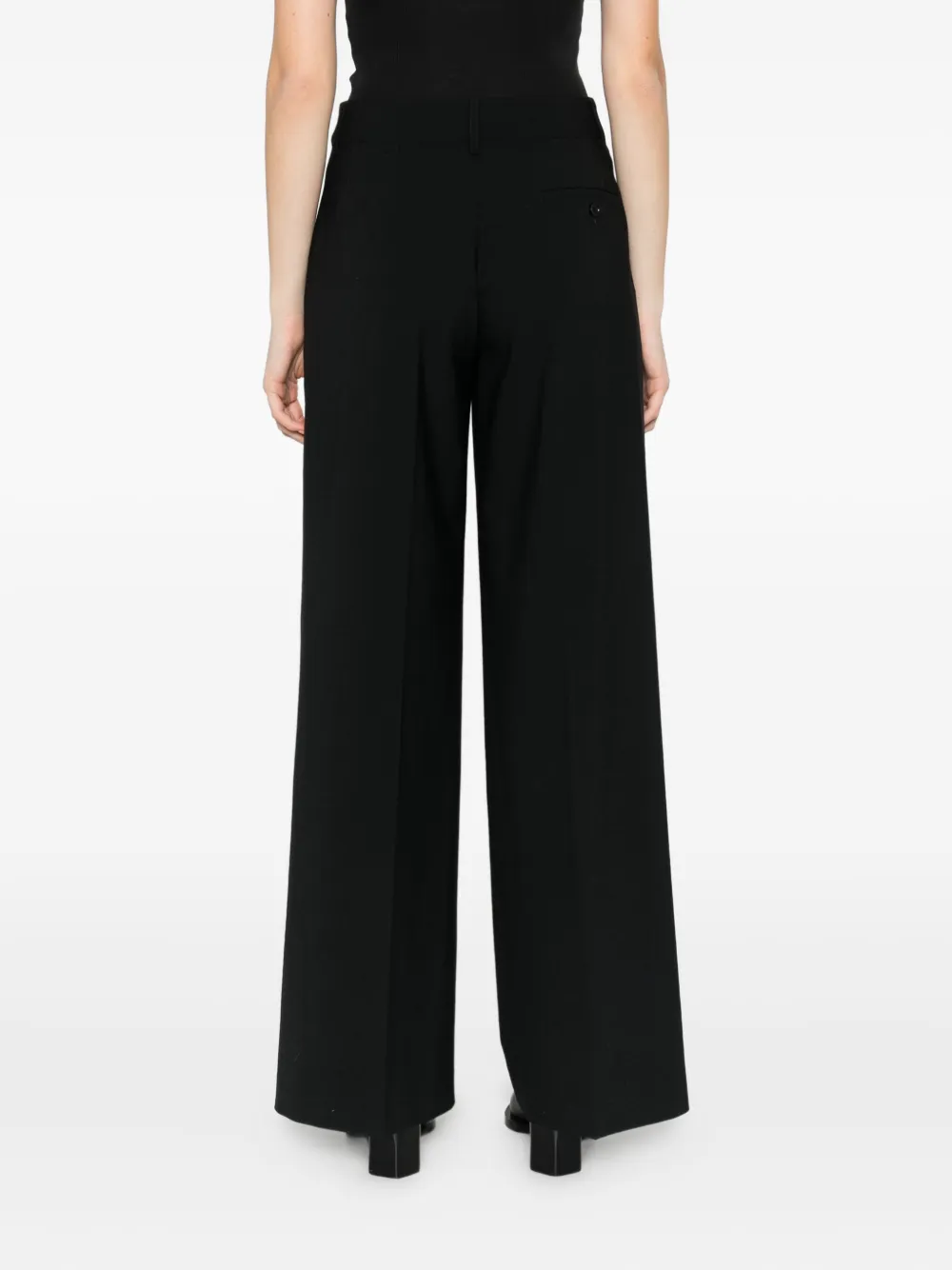 Aspesi High-waisted Palazzo Trousers In Black
