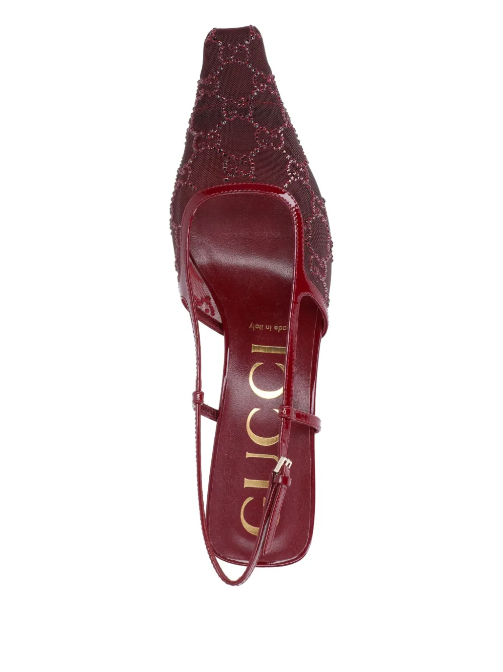 Gucci 35mm Gg Crystal-embellished Slingback Pumps In Red