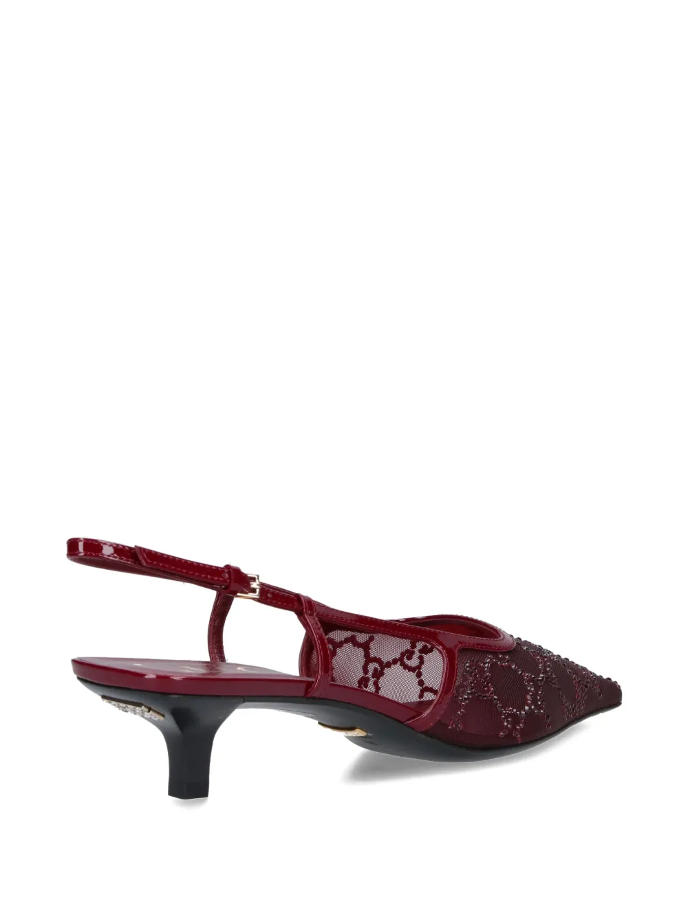 Gucci 35mm Gg Crystal-embellished Slingback Pumps In Red