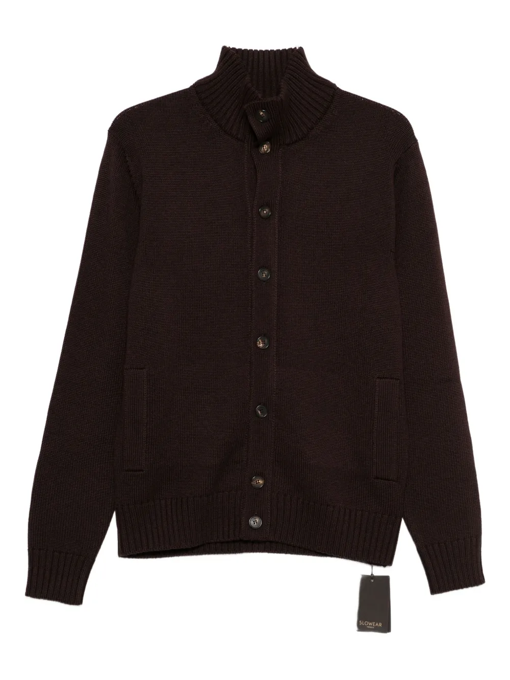 Zanone button-down high-neck cardigan | Brown | Image 1