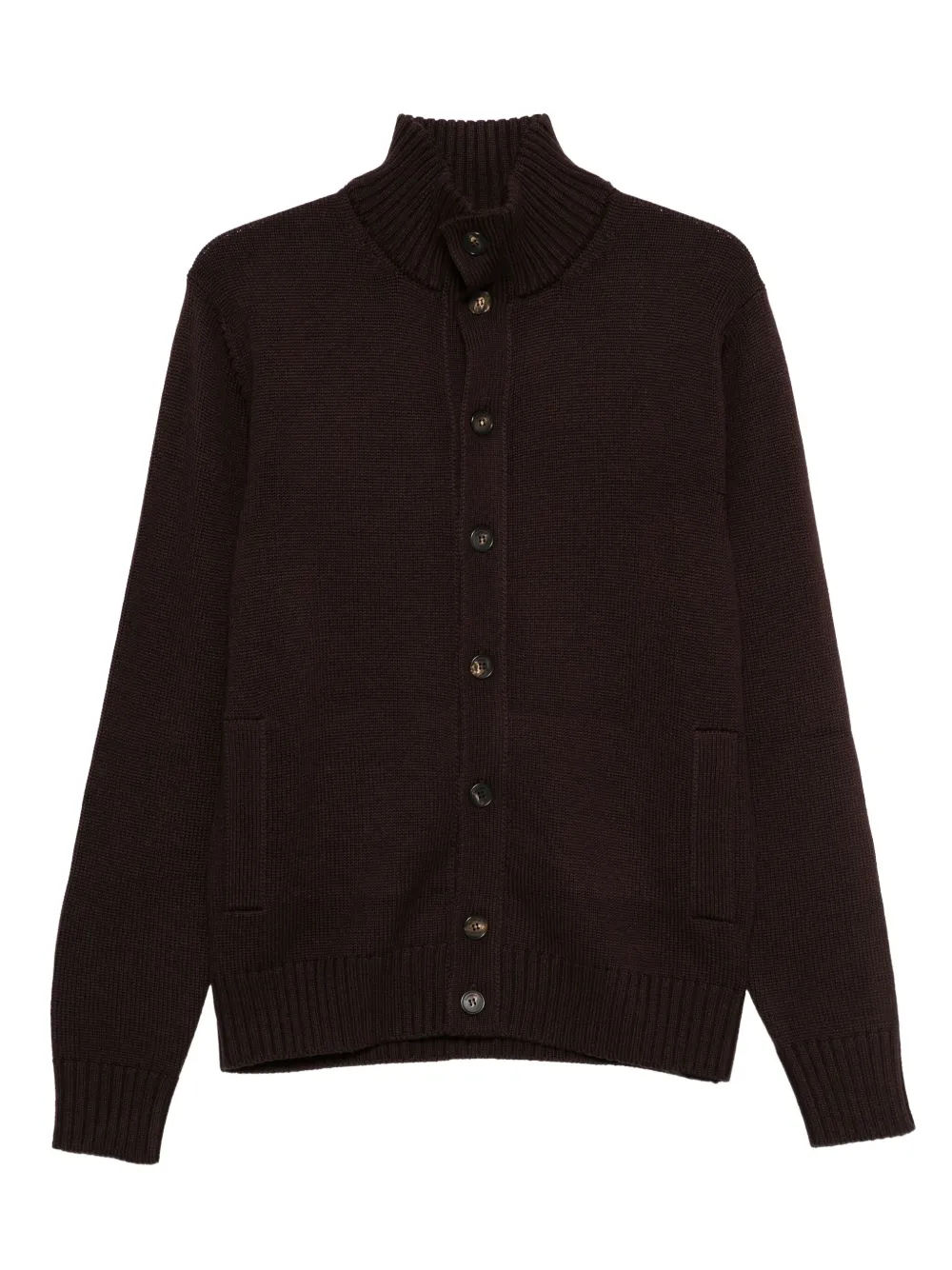 Zanone button-down high-neck cardigan | Brown | Image 1