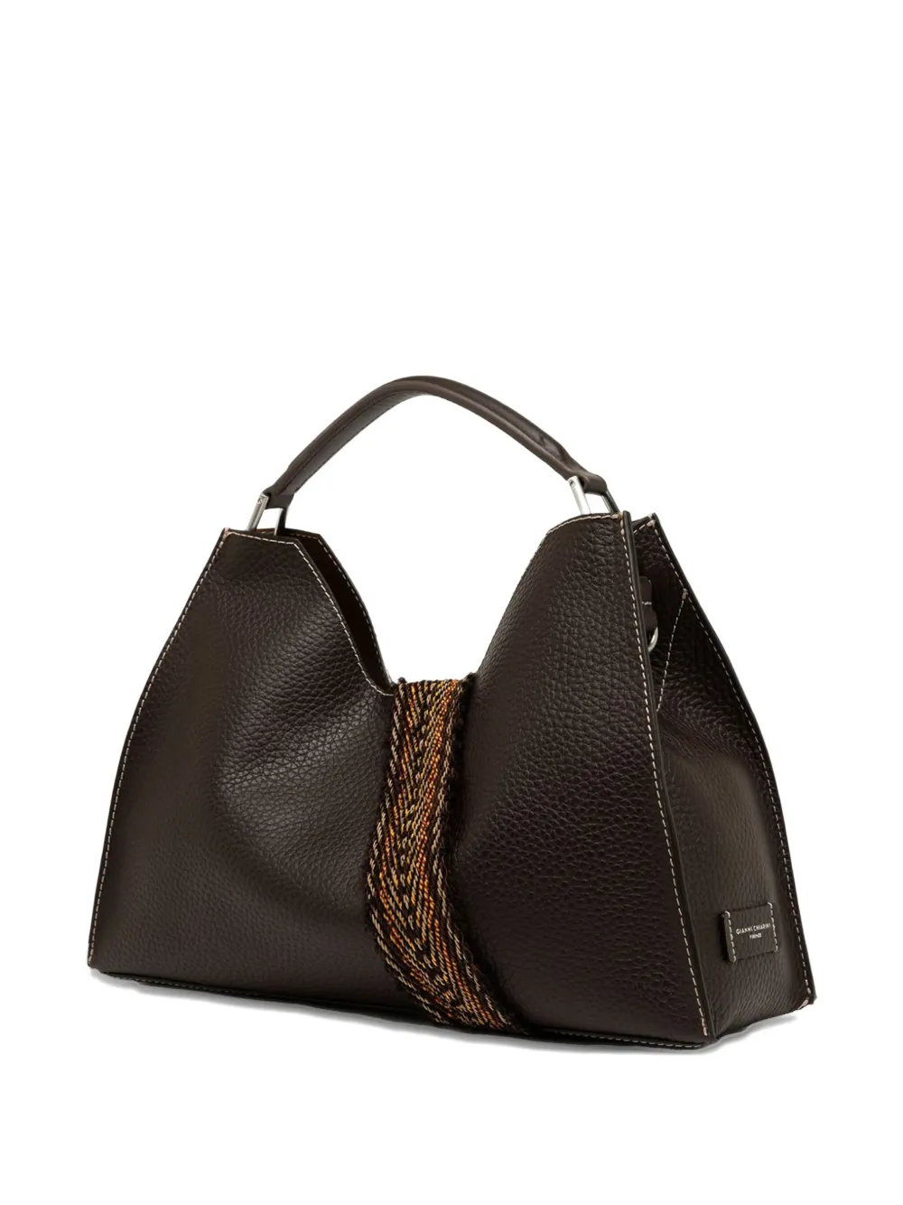 GIANNI CHIARINI Aurora trapezoidal leather tote bag - Bruin