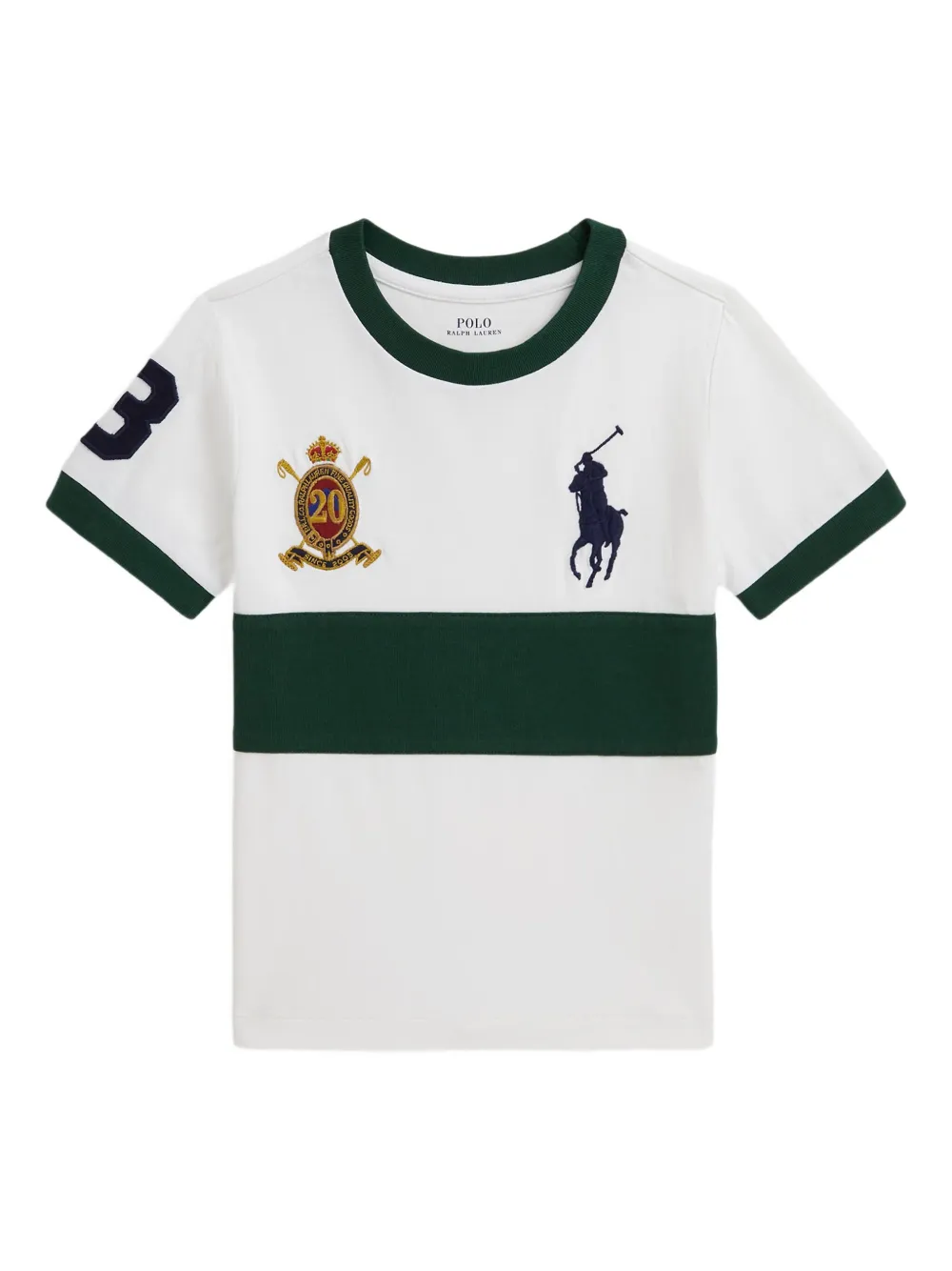 POLO RALPH LAUREN KIDS appliqué striped T-shirt - ホワイト POLO RALPH LAUREN KIDS appliqué striped T-shirt - ホワイト