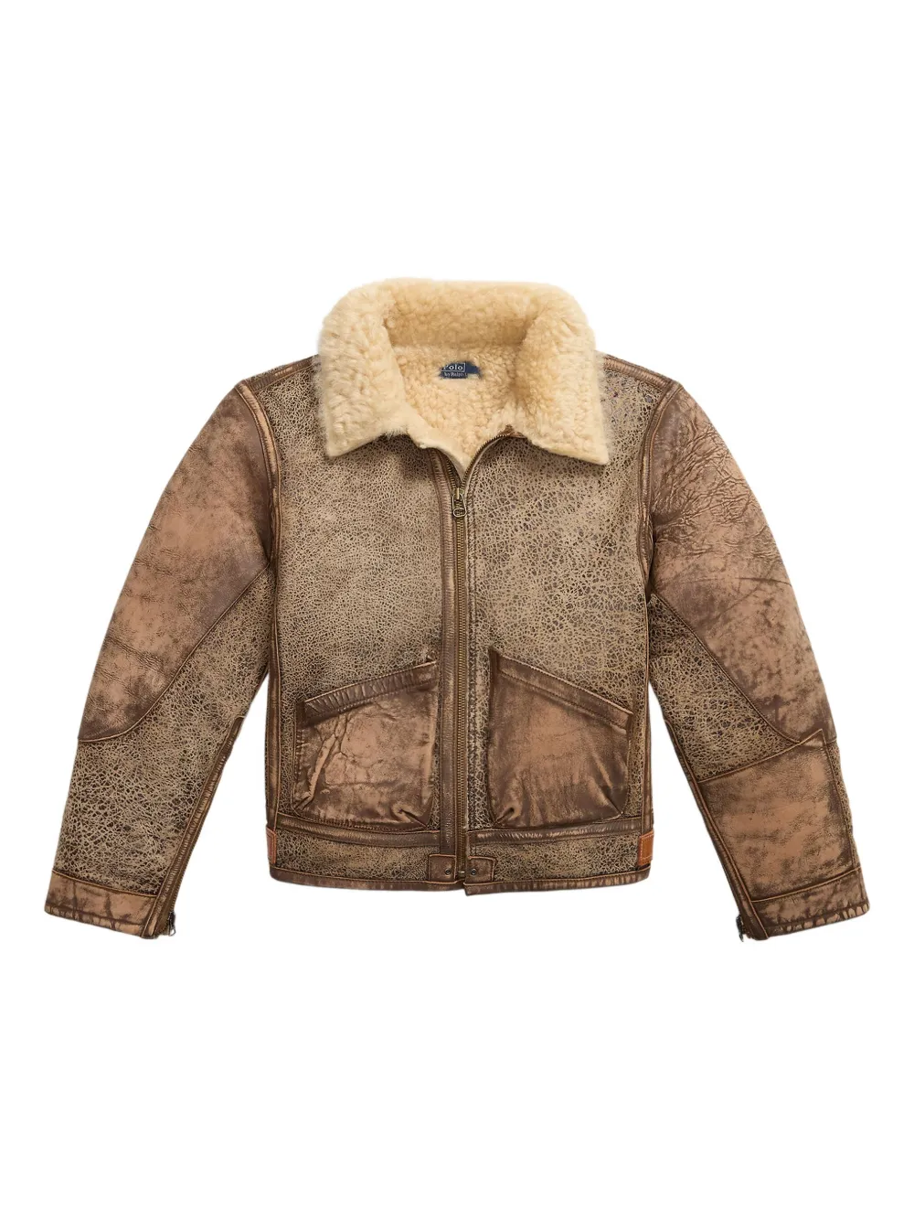 POLO RALPH LAUREN KIDS shearling bomber jacket - ブラウン POLO RALPH LAUREN KIDS shearling bomber jacket - ブラウン