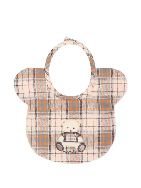 NANAN cotton teddy plaid bib