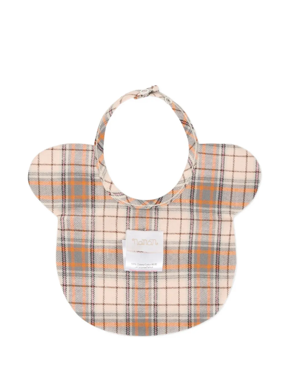 NANAN cotton teddy plaid bib - Bruin
