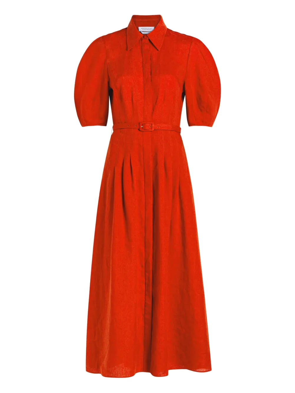 Gabriela Hearst Maude belted-waist puff-sleeve dress - Oranje