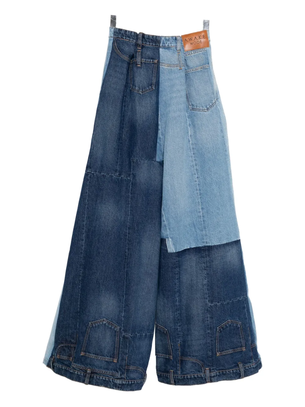 A.W.A.K.E. Mode Jeans met colourblocking - Blauw