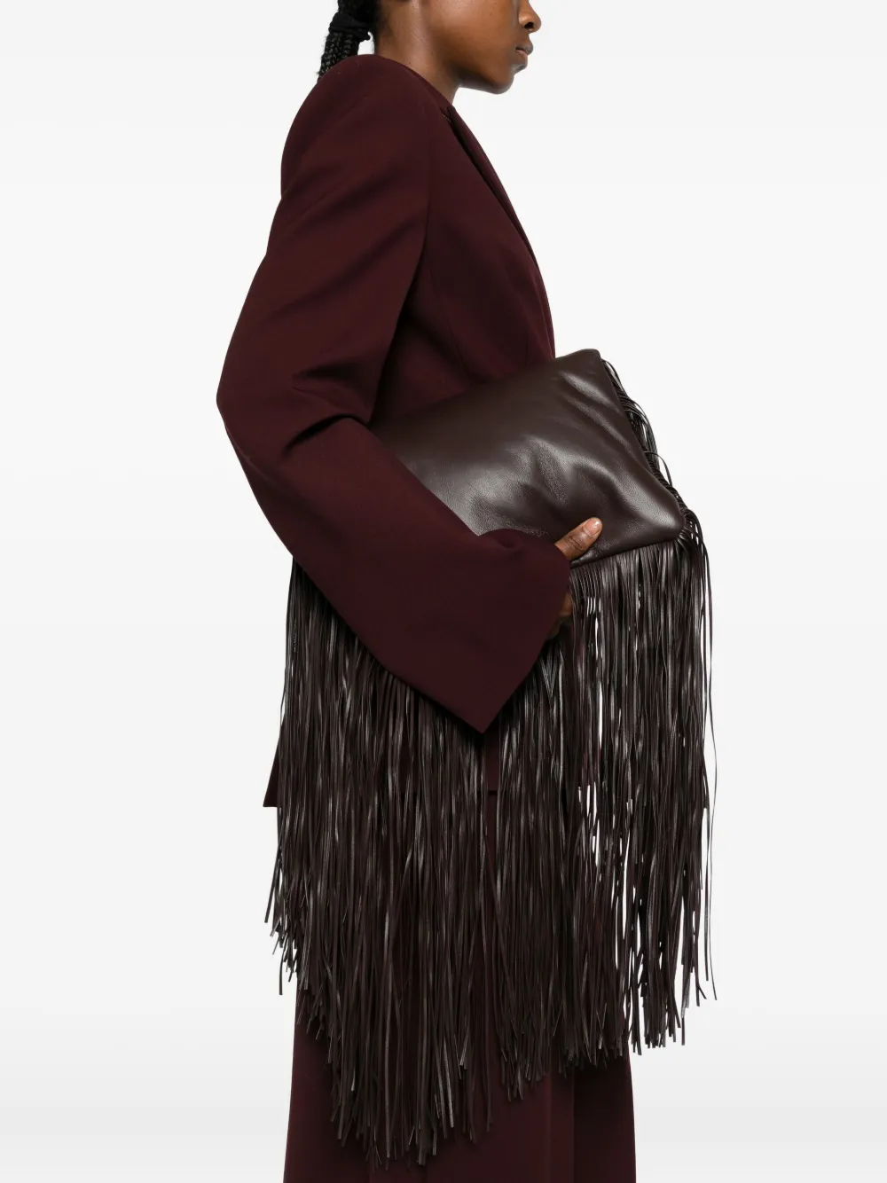 Sportmax fringed clutch bag - Bruin