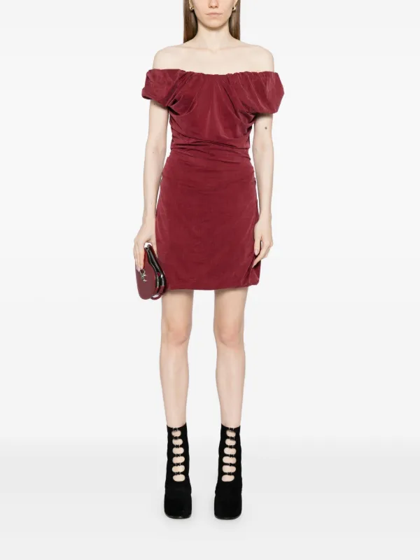 open lace back dress Final Sale Plus Size Satin Strapless Mini Dress with Side Train in Red main image 0