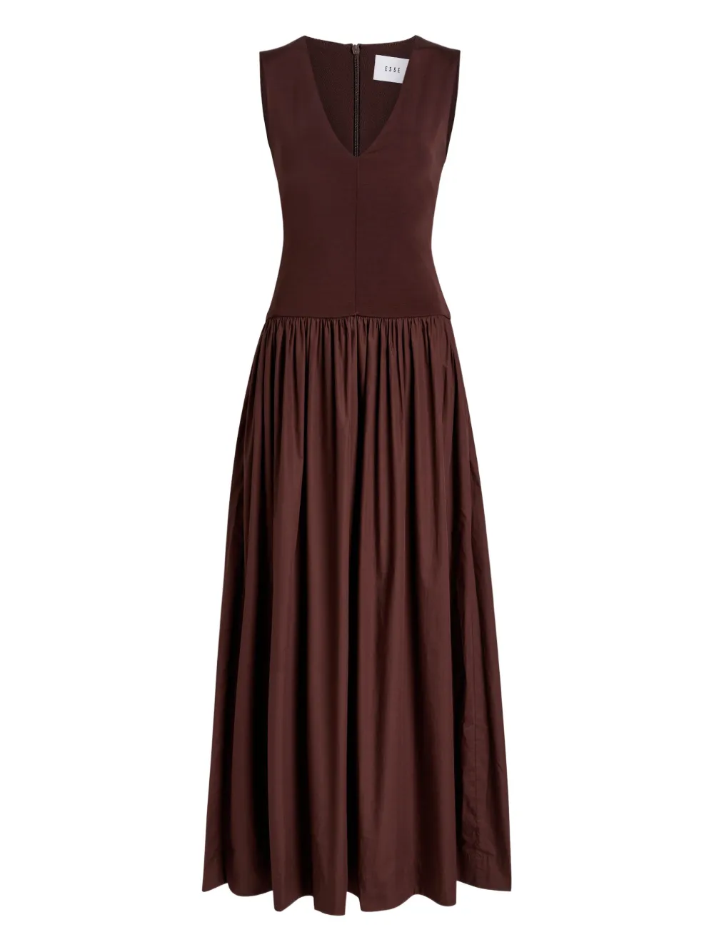 Esse Studios V-neck knitted cotton dress - Brown