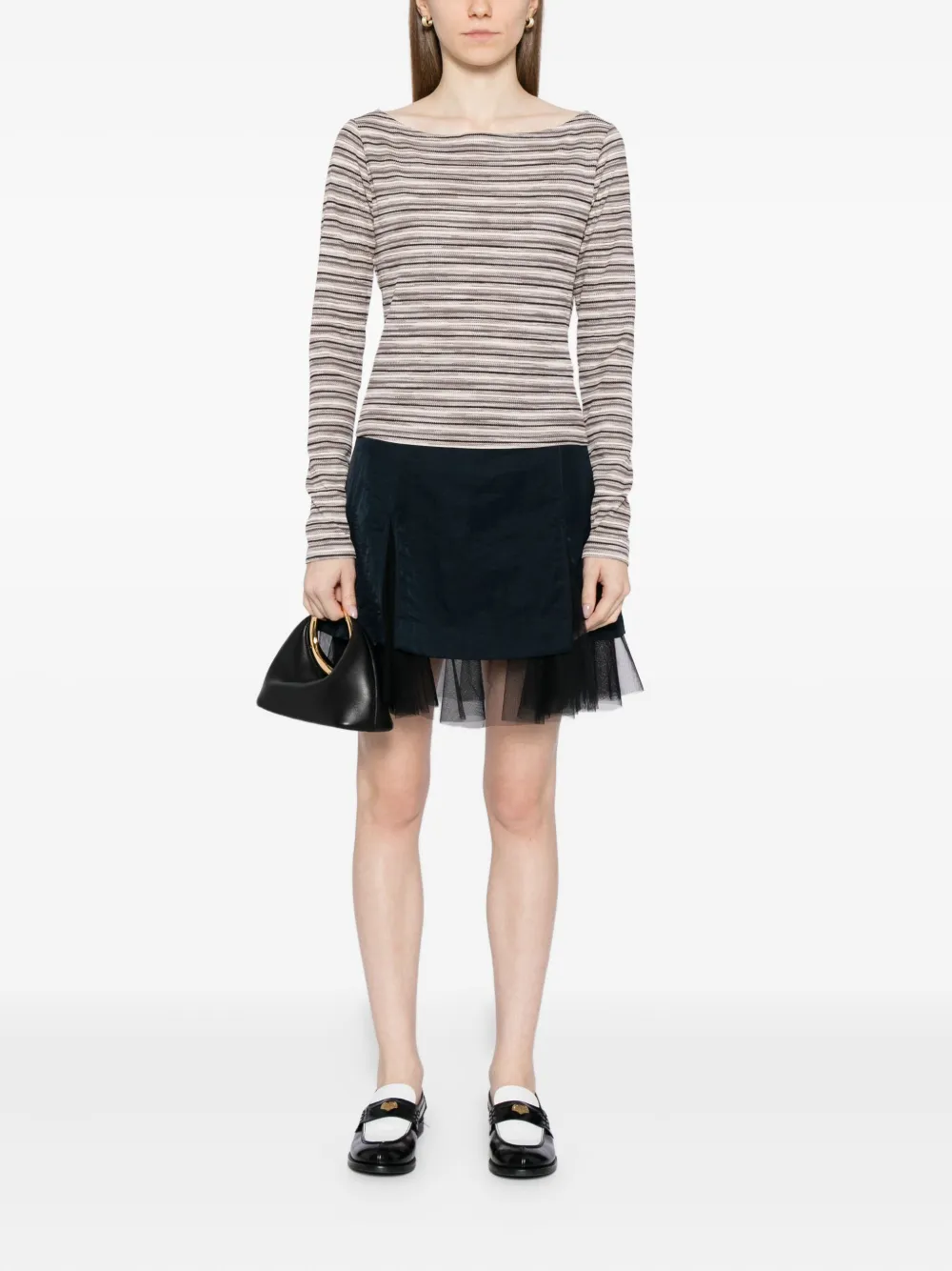 Reformation Wiley Knit Top Grey Stripe In Gray
